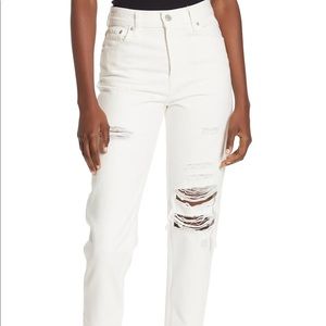 Levi’s White Distressed Mom Jeans